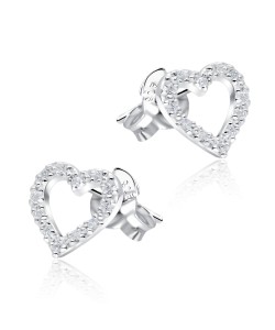 Heart With CZ Stone Silver Ear Stud STS-5119